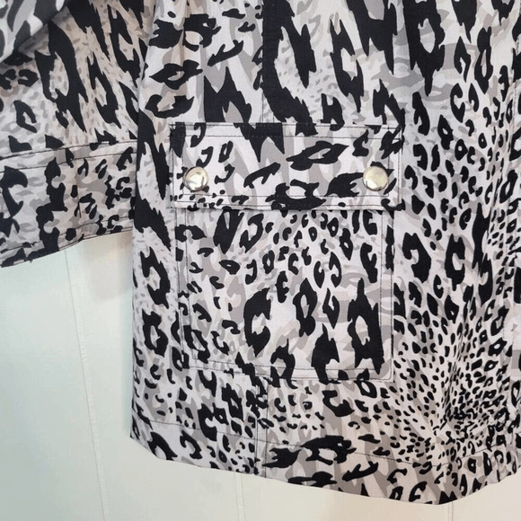 Additions by Chico's Womens Large Grey Leopard Animal Print Zip Jacket Shacket - Picture 8 of 11